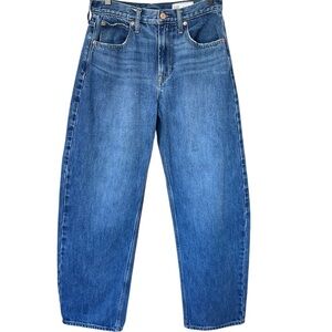 Gap High Rise Barrel Cotton Jeans Medium Indigo Wash Size 28/6R